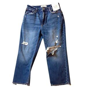 NWT Abercrombie & Fitch Distressed The Ankle Straight High-Rise Womens Size 27/4